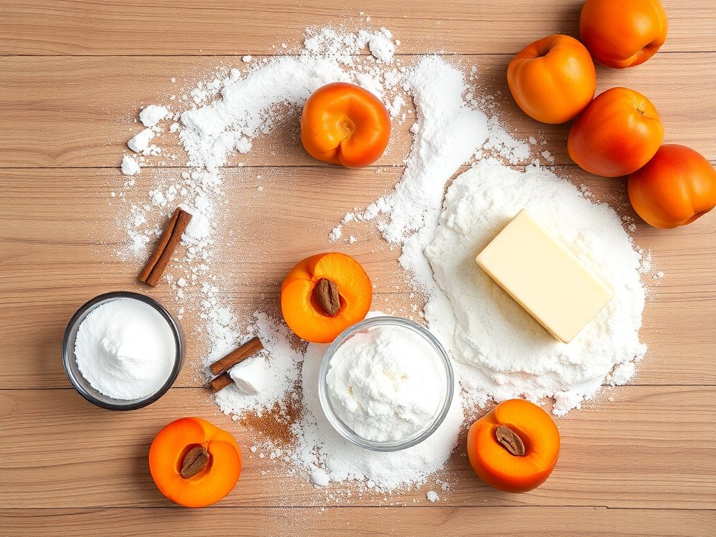 Fresh apricot cobbler ingredients arranged on a rustic table