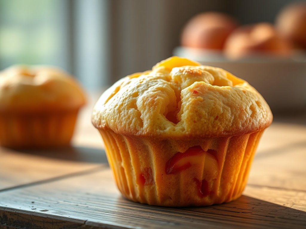 Homemade peach muffins fresh from the oven