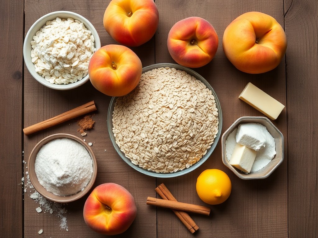 Ingredients for air fryer peach crisp