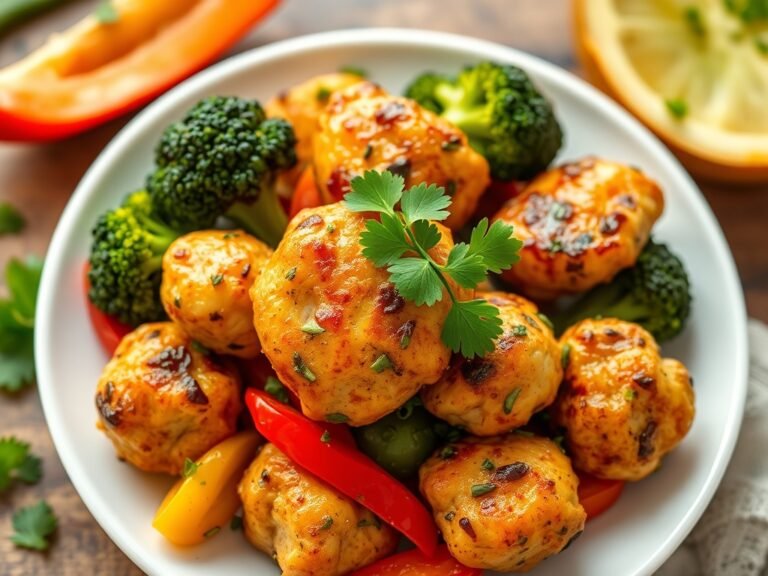 Air fryer garlic chicken and veggies plated