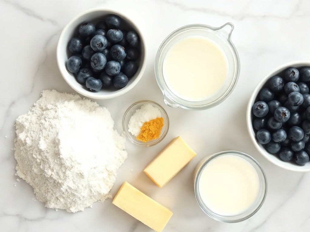 Fresh ingredients for lemon blueberry muffins